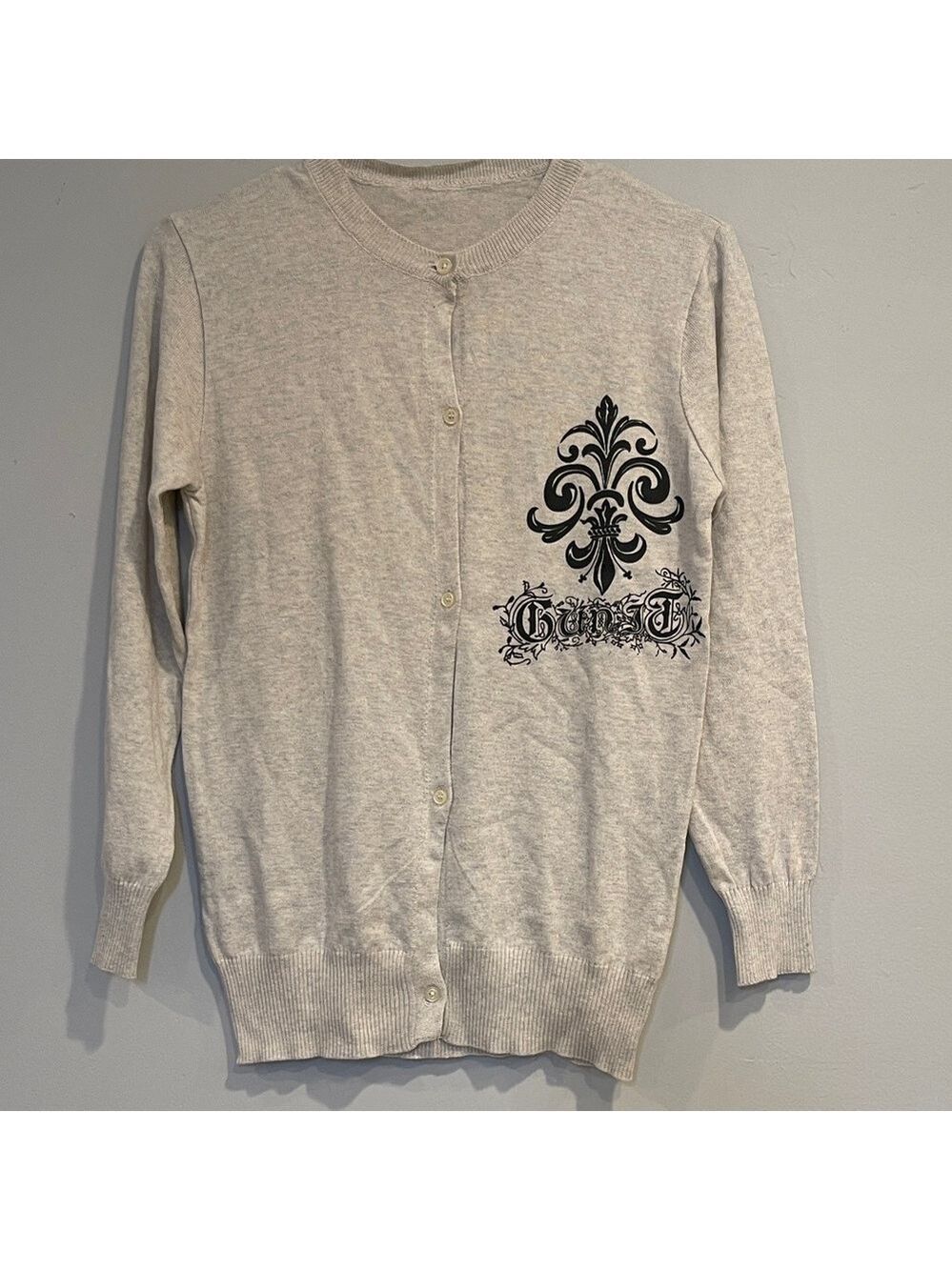 NWOT POL Cream Cardigan with Black Design Size Small - Picture 2 of 4